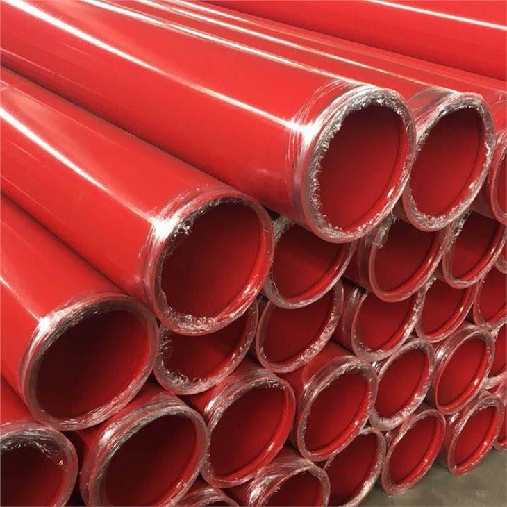 Tubería de acero con pintura roja ASTM A795 con extremos ranurados